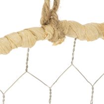 Artikel Metall-Dekoring Silber Ø28 cm mit Natur-Raffia, 4er Set