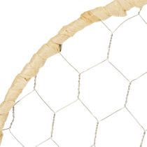 Artikel Metall-Dekoring Silber Ø28 cm mit Natur-Raffia, 4er Set