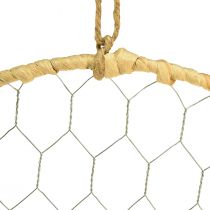 Artikel Boho Metall-Dekoring Silber Ø28cm mit Natur-Raffia, 4er Set - Hängedekoration, Wanddeko