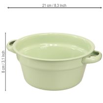 Artikel Metallschale mit Henkeln Ø17cm H8cm, beschichtet, 4er Set, Pastellfarben