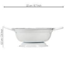 Artikel Metallschüssel Deko Ø16,5cm H6,5cm Weiss Schwarz mit Griffen 4er-Set