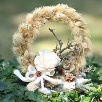 Artikel Gebleichter Mintolla Ball 8–10 cm mit Stiel, Naturdeko, 46–58 cm, 6 Stück