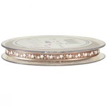 Artikel Organzaband Beige mit weißen Sternen Weihnachtsband 6mm 20m