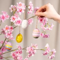 Artikel Kunststoff Ostereier Anhänger 6cm bunt mit Muster für Osterbaum und Dekoration, 12er Set