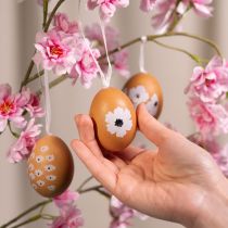 Artikel Hängende Osterdekoration aus echten Hühnereiern mit Blumenmotiv 6 cm, 6 Stück