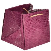 Artikel Papier Geschenktüten mit Henkel Gewebt-Optik 12x12cm Burgund Rosa 8 Stück