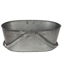 Artikel Pflanzkorb Metall Silbern „Grünes Glück“ mit Edelrost Schriftzug, 40 x 24 x 15 cm