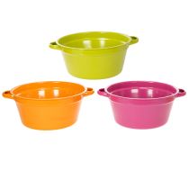 Artikel Pflanzschale aus Blech mit Henkeln 25 cm 3er Set Frühlingsfarben