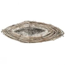 Artikel Pflanzschiffchen aus Rattan und Reben Natur Weiss 40x13cm mit Folie 2 Stück