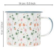 Artikel Pflanztasse Emaille Metall weiss mit Blumendekor Ø11cm