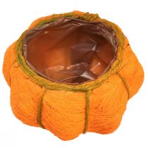 Artikel Pflanztopf aus Sisal in Kürbis-Optik Ø21xH12 cm Orange/Gelbgrün mit Folie für Herbstdekoration