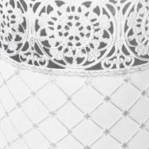 Artikel Pflanztopf-Set aus Metall mit Spitzenmuster, Shabby Chic, Weiss und Silbern, Ø29,5/25,5/20cm, H28/25,5/23,5cm, 3er-Set