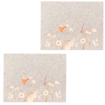 Artikel Filz-Tischsets 45x35 cm Grau mit Blumendesign – 2er-Set für Innenräume