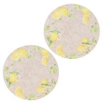 Artikel Rundes Platzdeckchen aus Filz Grau mit Zitronenmotiv 31 cm 2er-Set
