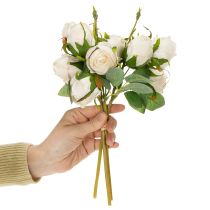 Artikel Künstlicher Rosenstrauss Weiss mit Rosa, 31 cm, 3 Zweige