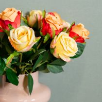 Artikel Rosenstrauss aus künstlichen gelben Rosen 44 cm 6-teilig für Wohn- und Tischdekoration