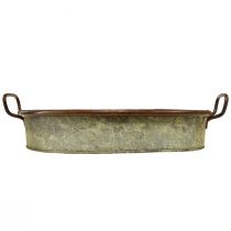 Artikel Ovale Metallschalen mit Henkeln im Rost-Look 46/52cm 2er-Set für Innen- und Aussendekoration