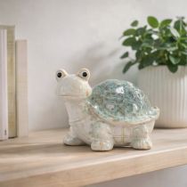 Artikel Schildkröte Keramikfigur aus grün-cremefarbener Keramik 22 cm für Innenbereiche