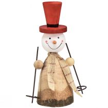 Artikel Schneemann aus Holz Deko Figur mit Hut Rot Natur H20,5cm