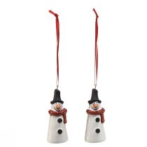 Artikel Fröhliche Schneemann-Hängedeko – Weiß mit rotem Schal und schwarzem Hut, 7.5 cm – Perfekt für festliche Weihnachtsbäume – 6 St