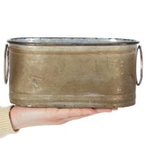 Artikel Set Metall Übertopf Wanne Vintage Retro 3 Grössen Kupfer-Weiss für Tisch- und Balkondekoration