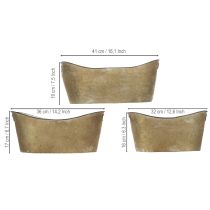 Artikel Set Metall-Übertöpfe Wannen-Form Kupferfarben/Weiss 3 Grössen für Innen und Aussen
