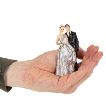 Artikel Tortenfigur Silberhochzeitspaar Polyresin 10cm Silber-Weiss