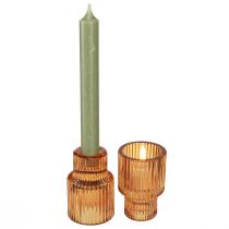 Artikel Stabkerzenhalter Glas Orange Teelichthalter H8cm 4 St