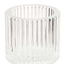 Artikel Stabkerzenhalter und Teelichthalter aus Glas, Ø 5 cm, H 8 cm, Transparent, 4er-Set