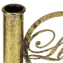 Artikel Stabkerzenhalter aus Metall, antike Optik, Gold, 13×5×10,5 cm, Motiv "Liebe"
