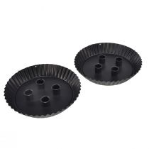 Artikel Design-Stabkerzenhalter aus Metall in Kuchenform – Schwarz, Ø 24 cm – Elegante Tischdeko für 4 Kerzen – 2St