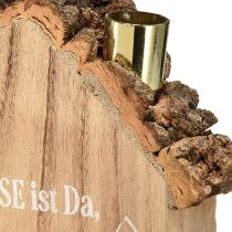 Artikel Rustikaler Kerzenhalter aus Holz im Hausdesign mit Schriftzug, 19 cm