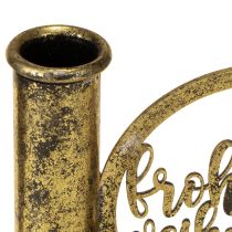 Artikel Stabkerzenhalter Metall Antik-Gold 13×5×10,5 cm mit Weihnachtsmotiv