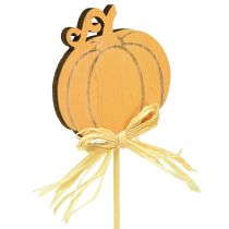 Artikel Blumenstecker Holz Kürbis Deko Orange Natur 6,5x7cm 12 St