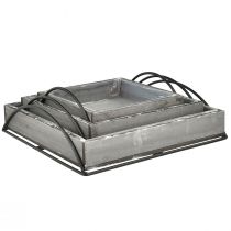 Artikel Vielseitiges Set aus Holztabletts in Grau – Verschiedene Größen  – Stilvolle Aufbewahrung und Servierlösung – Set mit 3St