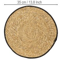 Artikel Tischmatten aus Binsengras Rund Ø35cm, 4 Stück, Naturoptik mit schwarzem Rand