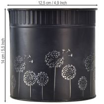 Artikel Metall Übertopf Pusteblumen Schwarz Ø12,5cm H14cm Innenbereich