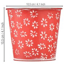 Artikel Metall-Übertopf Rot Weiss Geblümt Ø10,5cm H10,5cm für Innenbereich