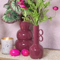 Artikel Vase Metall Kunstvolles Design mit Rundgriffen 25 cm Rot für Innenräume