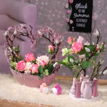 Artikel Vogel-Dekofiguren aus Holz, 6 cm, Lila/Rosa/Pink, Set für Wohnraum- und Frühjahrsdekoration
