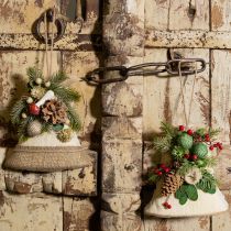 Artikel Weihnachtsglocken Wanddekoration aus Jute mit Tannenzweigen und Zapfen 20 cm