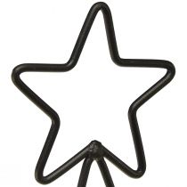 Artikel Weihnachtsbaum aus Metall mit Stern und Holztablett – Schwarz – 25x18x66 cm