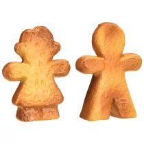 Artikel Keramik Weihnachtsdekoration Lebkuchenfrau und -mann Set 7 cm, 6er Pack, Braun-Weiss