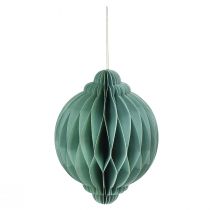 Artikel Weihnachtskugel aus Papier Türkis Zwiebel-Form Ø15cm H20cm FSC