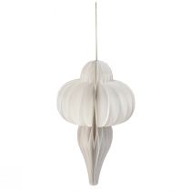 Artikel Weihnachtskugel aus FSC-Papier Weiss Zwiebelform Ø12cm