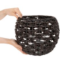 Artikel Windlicht geflochten Schwarz Braun Ø31cm H25cm aus Metall und Kunststoff