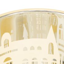 Artikel Windlicht Glas Stadtsilhouette Gold Silber H12,5cm Set 4 Stück