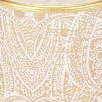 Artikel Windlicht Teelichthalter Glas Paisley-Muster Ø8cm H9cm 2er-Set Braun Weiss Gold