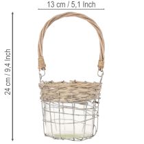 Artikel Windlicht Hängeleuchte Metall Glas Weidengeflecht Ø13 cm H12 cm 2er-Set