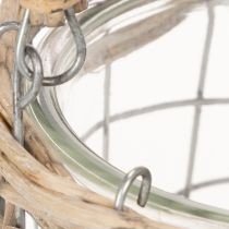 Artikel Windlicht Glas und Metall mit Weidenhenkel 14,5 cm 2 Stück